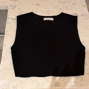 Babaton Black Ribbed Cropped Muscle Tank